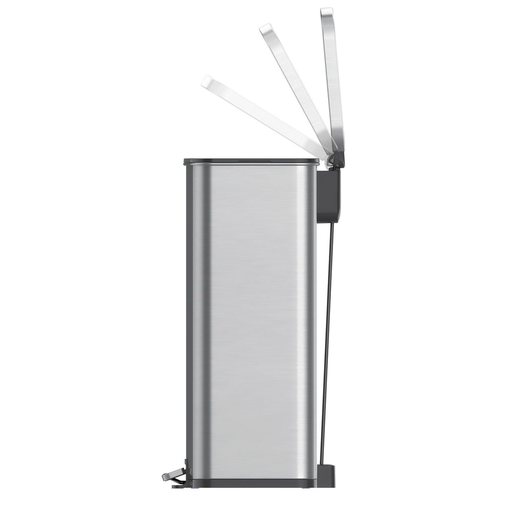 Slim Kitchen Step Trash Can with Soft-Close Lid and Stay-Open Function