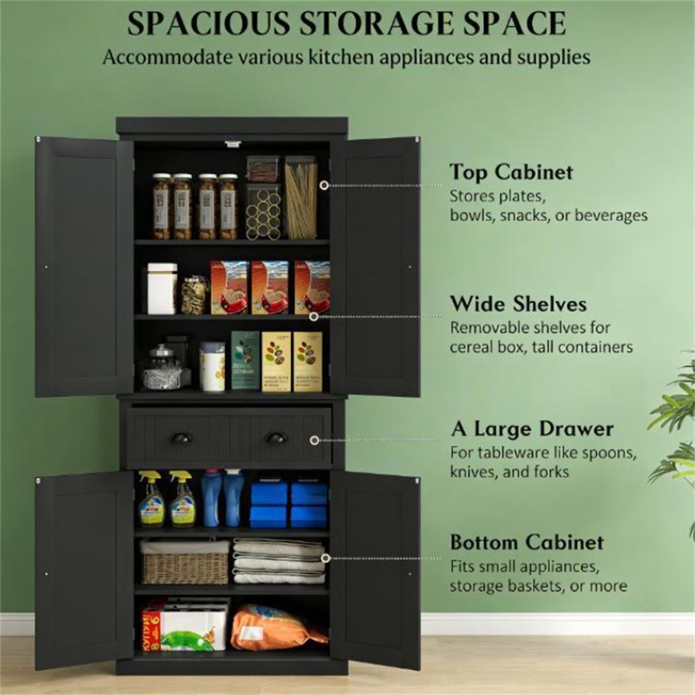 Colonial-Style Storage Cabinet with Adjustable Shelves