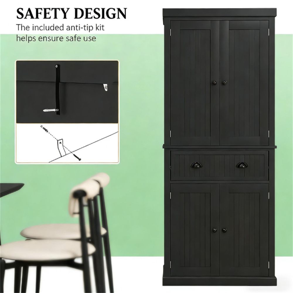 Colonial-Style Storage Cabinet with Adjustable Shelves