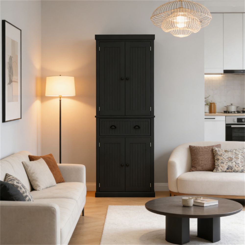 Colonial-Style Storage Cabinet with Adjustable Shelves