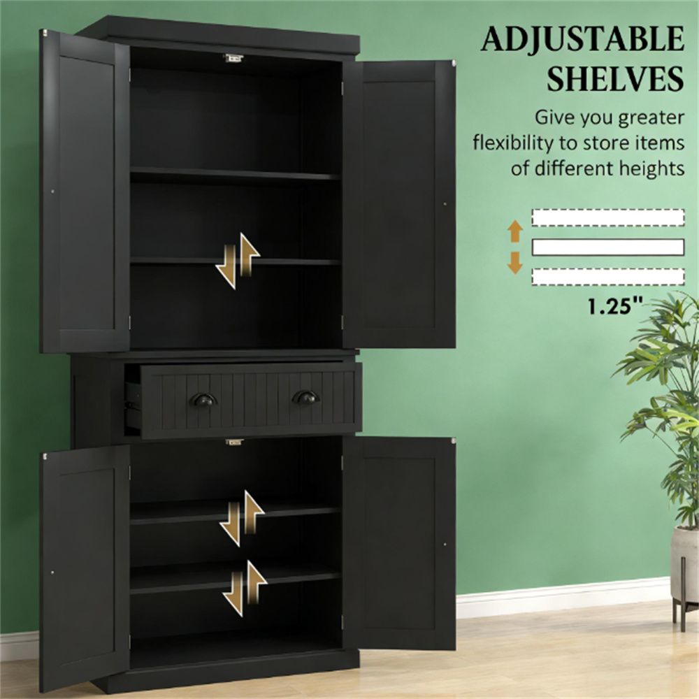 Colonial-Style Storage Cabinet with Adjustable Shelves