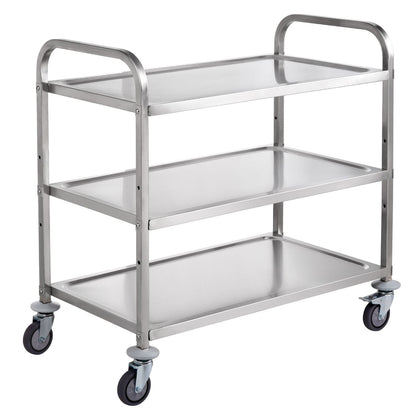 Three-Tier Rolling Utility Cart with Hooks