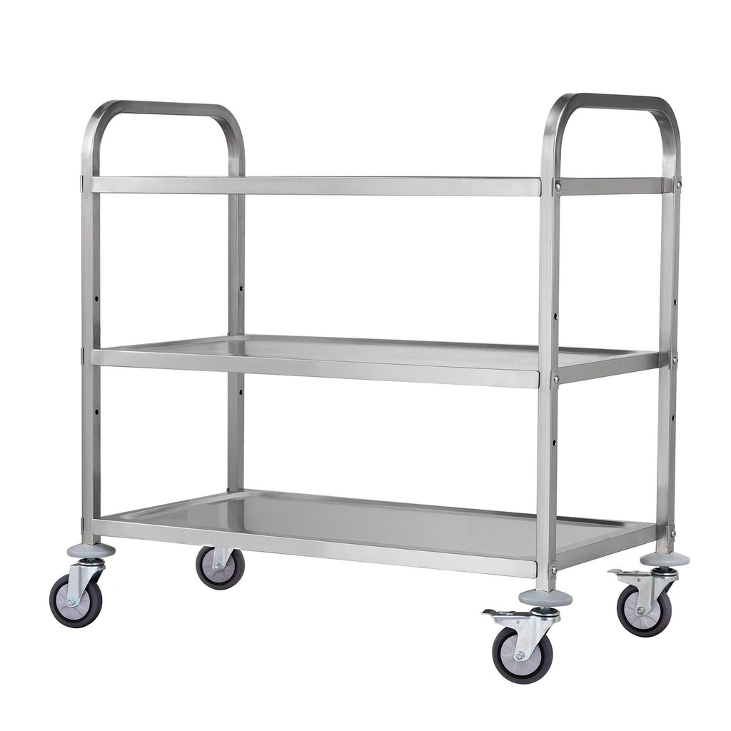 Three-Tier Rolling Utility Cart with Hooks