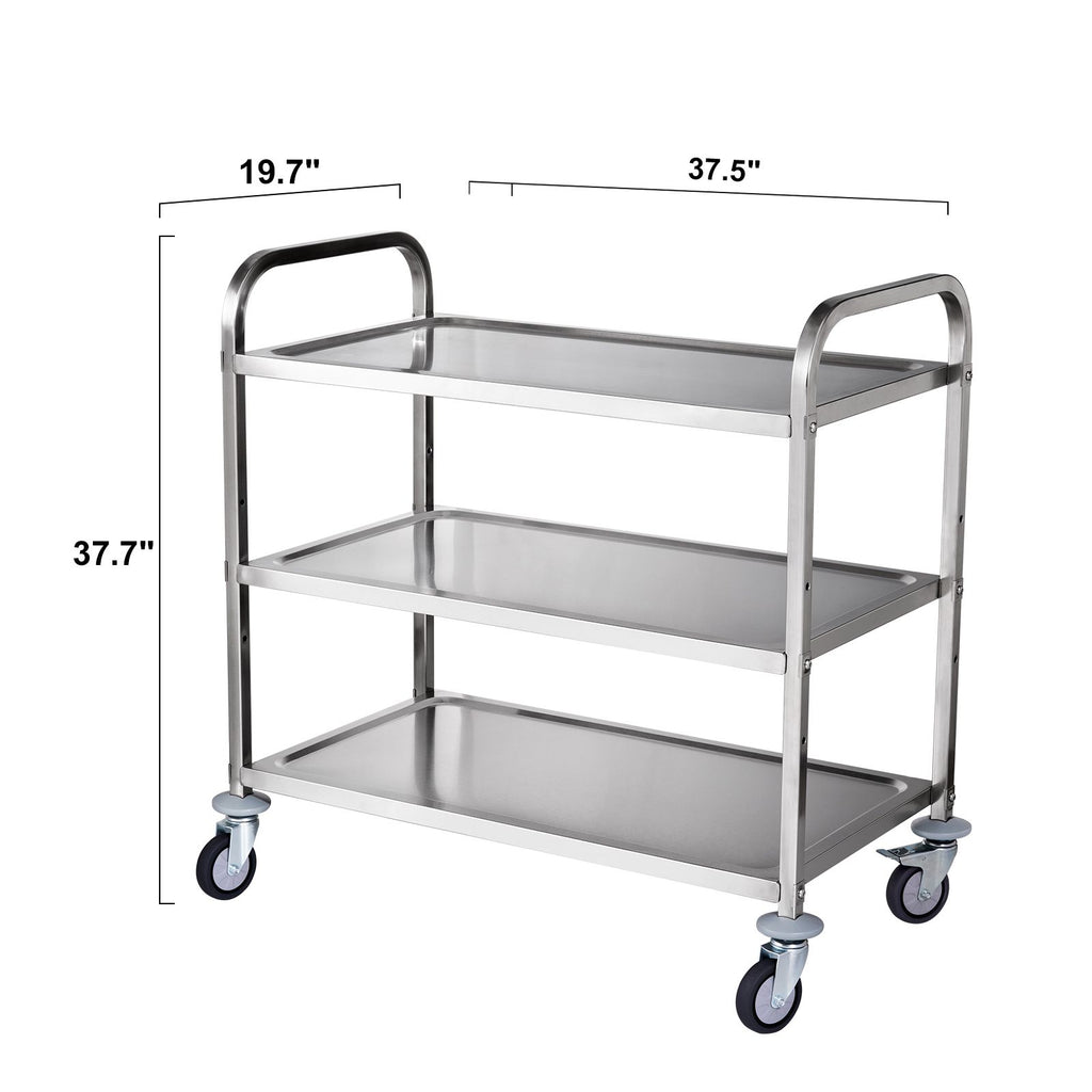 Three-Tier Rolling Utility Cart with Hooks