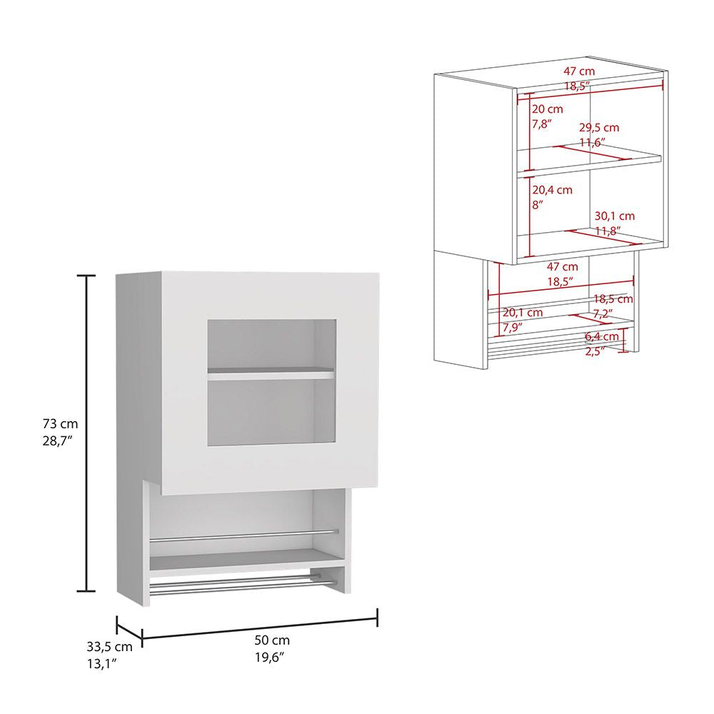 Papua White Kitchen Wall Cabinet with Three Shelves