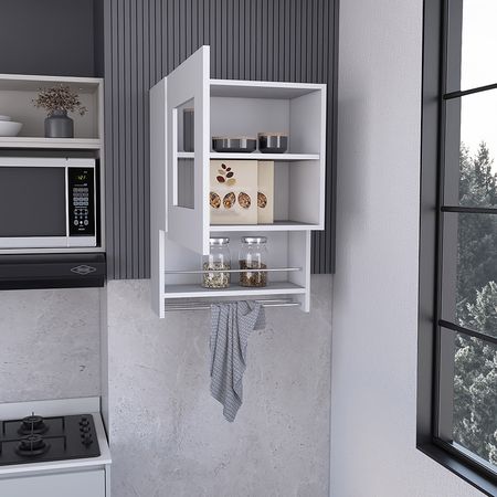Papua White Kitchen Wall Cabinet with Three Shelves