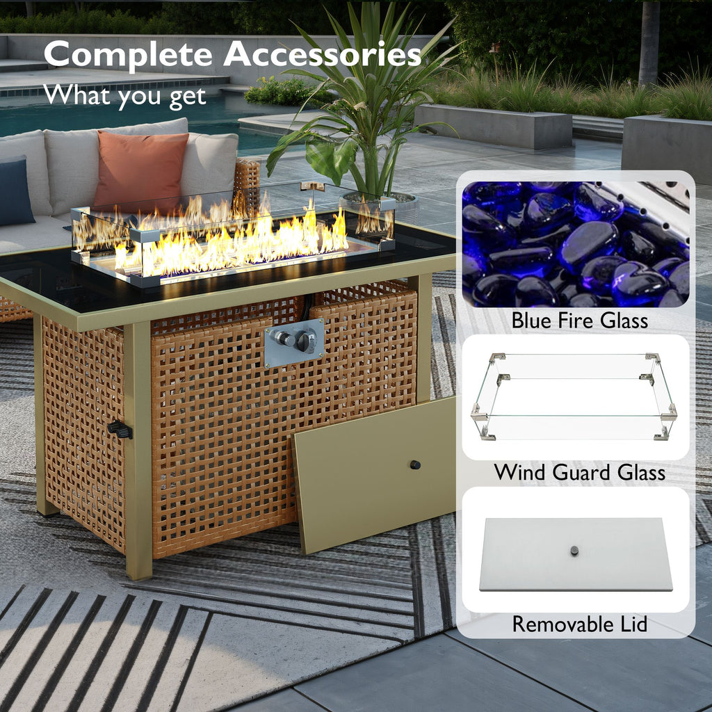K&K Open-Weave Propane Fire Pit and Convertible Patio Table
