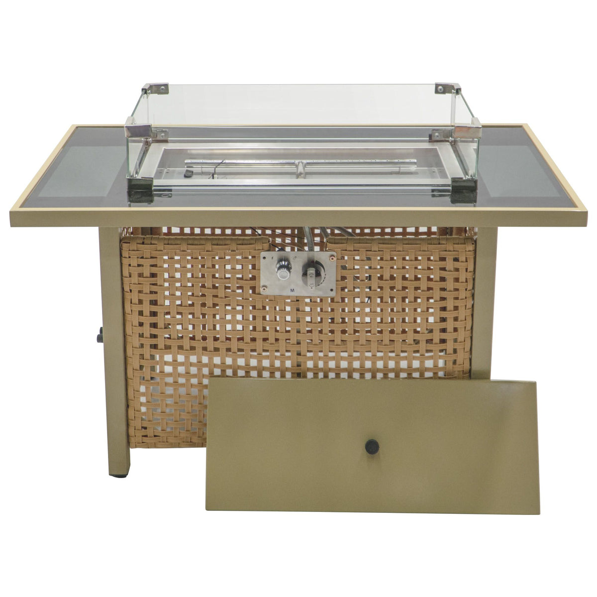 K&K Open-Weave Propane Fire Pit and Convertible Patio Table