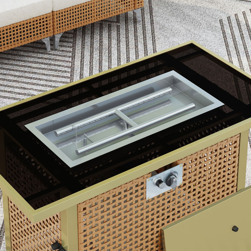 K&K Open-Weave Propane Fire Pit and Convertible Patio Table