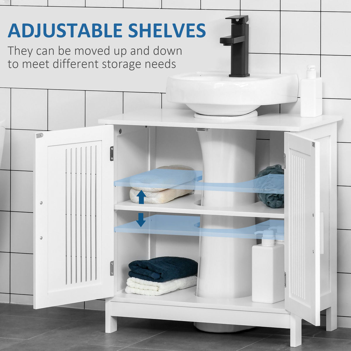 Modern Under Sink Cabinet with Adjustable Shelves for Bathroom Storage