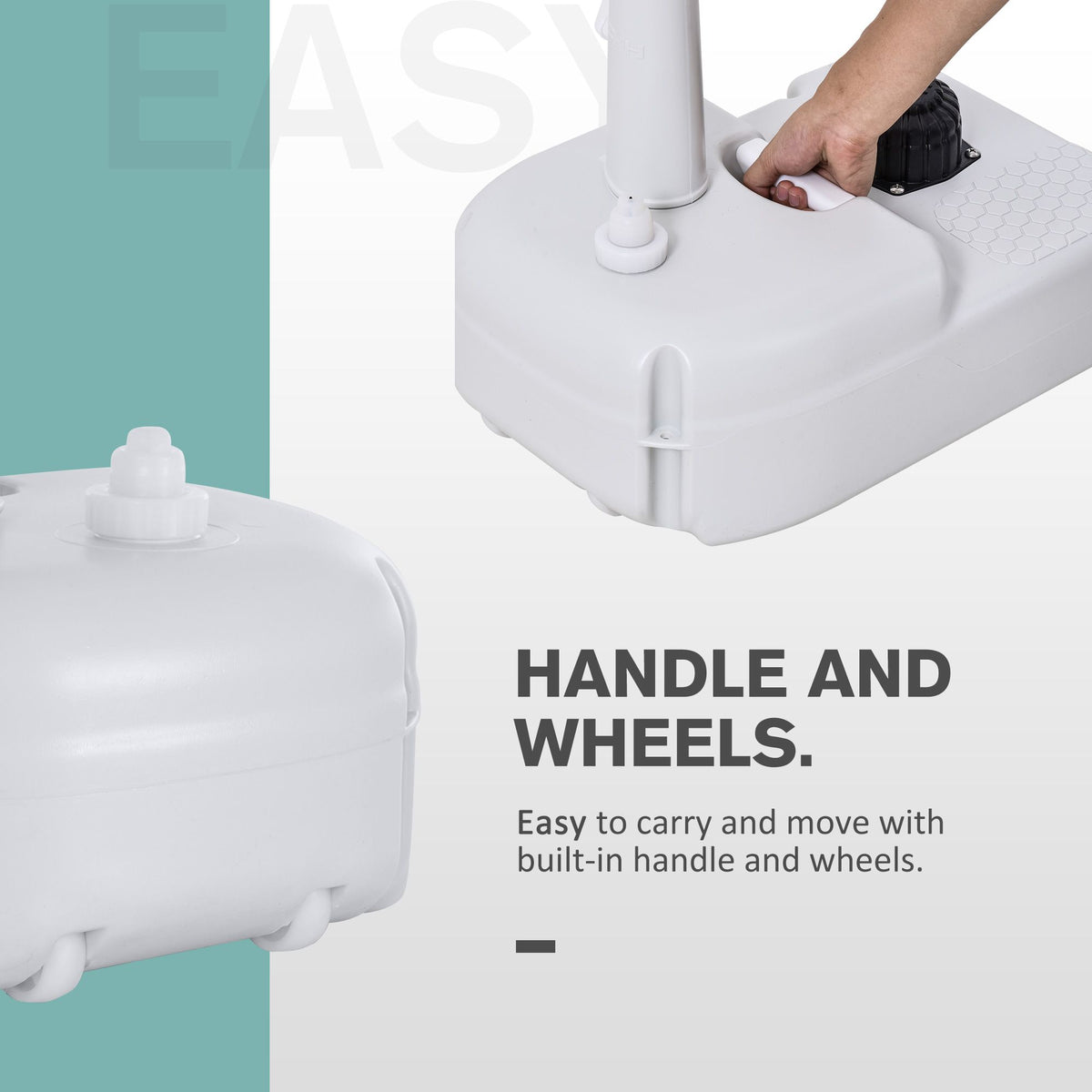kleankin Portable Camping Sink, Handwashing Station Basin with 4.5 Gallon Tank, Rolling Wheels & Soa