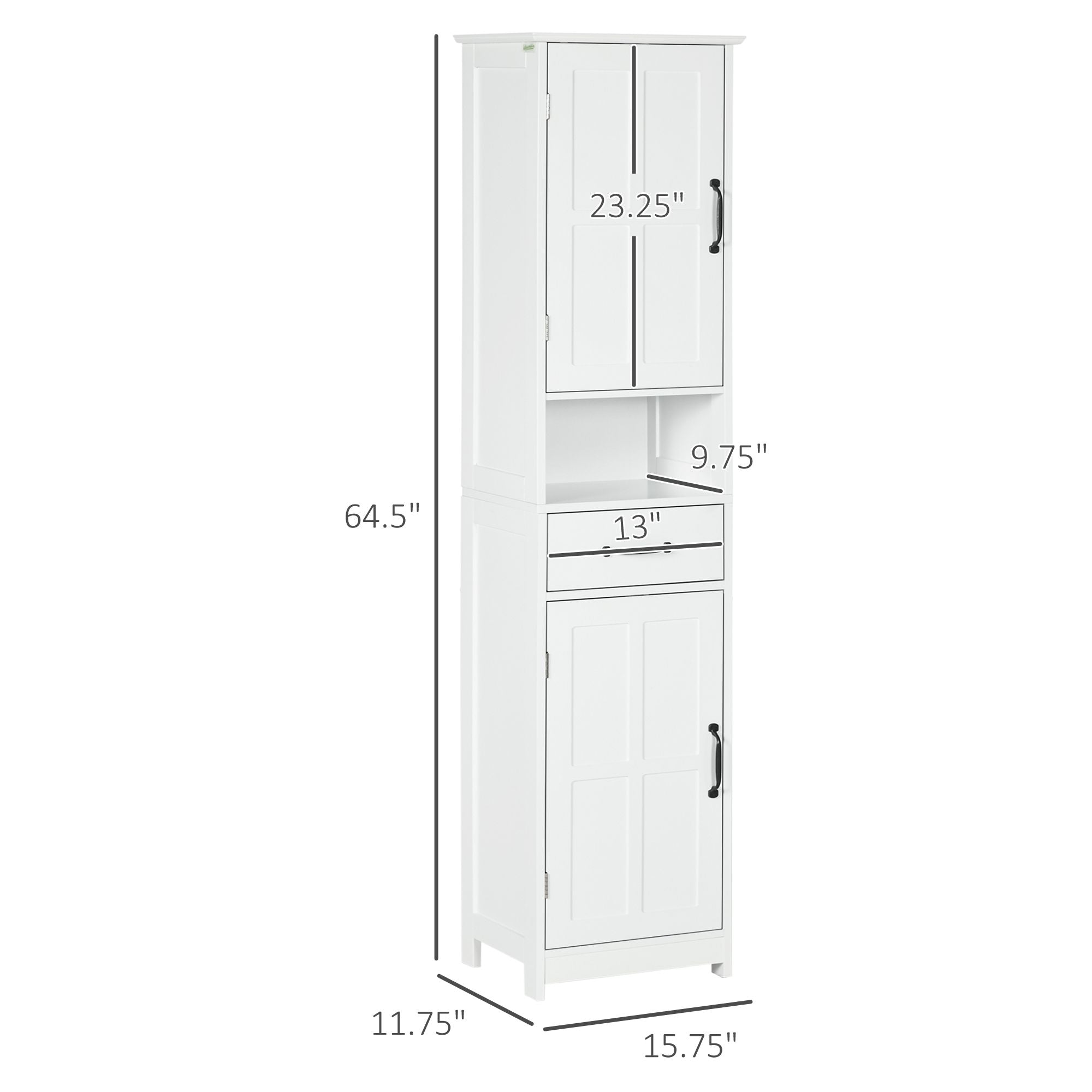 Tall Slim Bathroom Storage Cabinet with Adjustable Shelves and Sliding Drawer