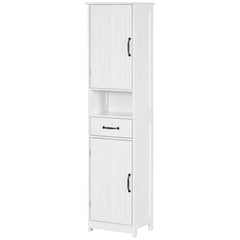 Tall Slim Bathroom Storage Cabinet with Adjustable Shelves and Sliding Drawer