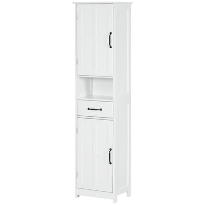 Tall Slim Bathroom Storage Cabinet with Adjustable Shelves and Sliding Drawer