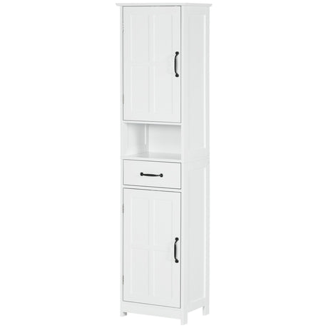 Tall Slim Bathroom Storage Cabinet with Adjustable Shelves and Sliding Drawer