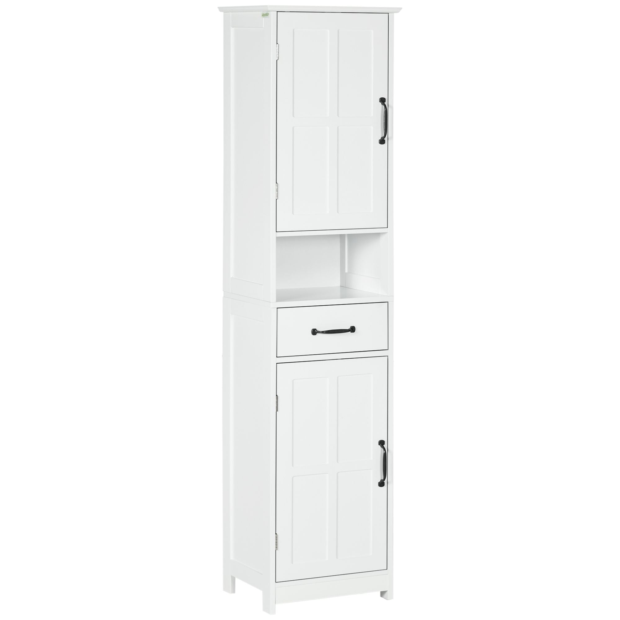 Tall Slim Bathroom Storage Cabinet with Adjustable Shelves and Sliding Drawer