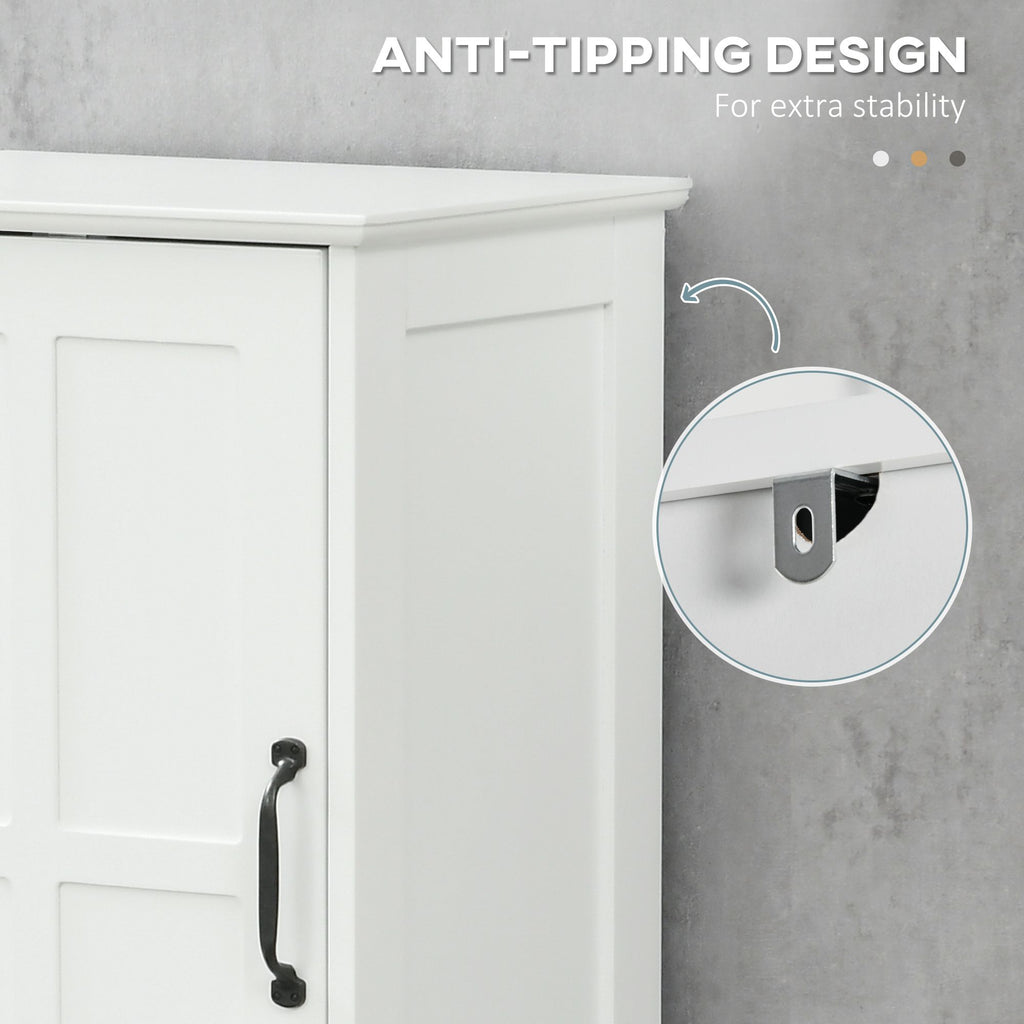 Tall Slim Bathroom Storage Cabinet with Adjustable Shelves and Sliding Drawer