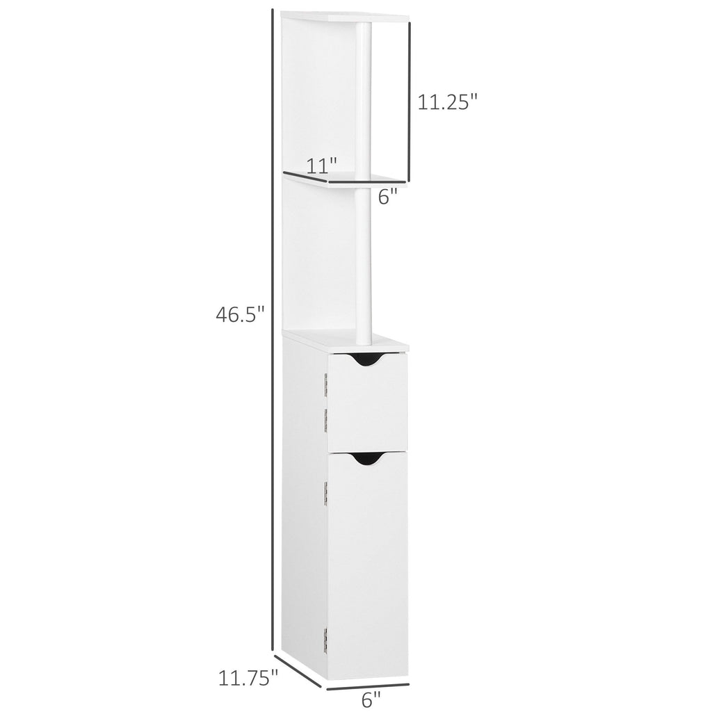 Slim Bathroom Linen Tower with Open and Concealed Storage