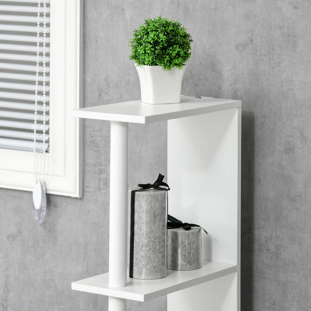 Slim Bathroom Linen Tower with Open and Concealed Storage