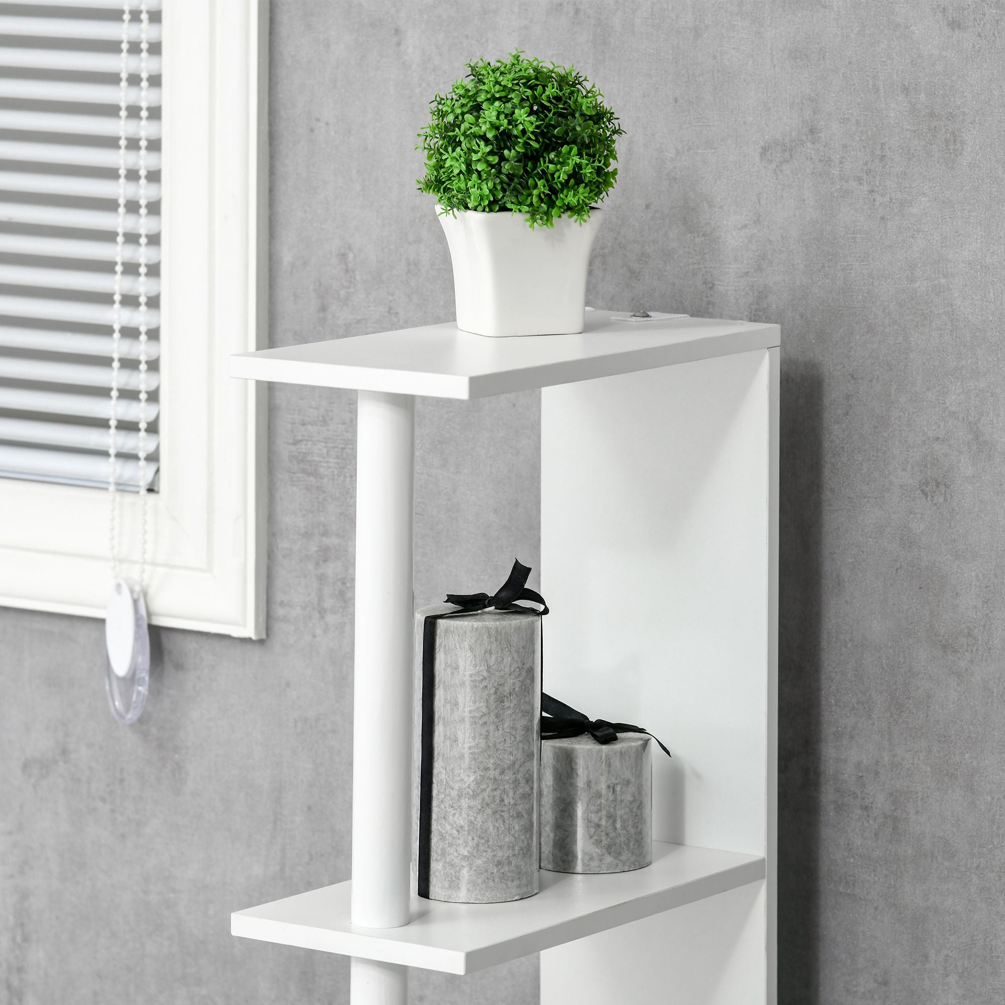 Slim Bathroom Linen Tower with Open and Concealed Storage