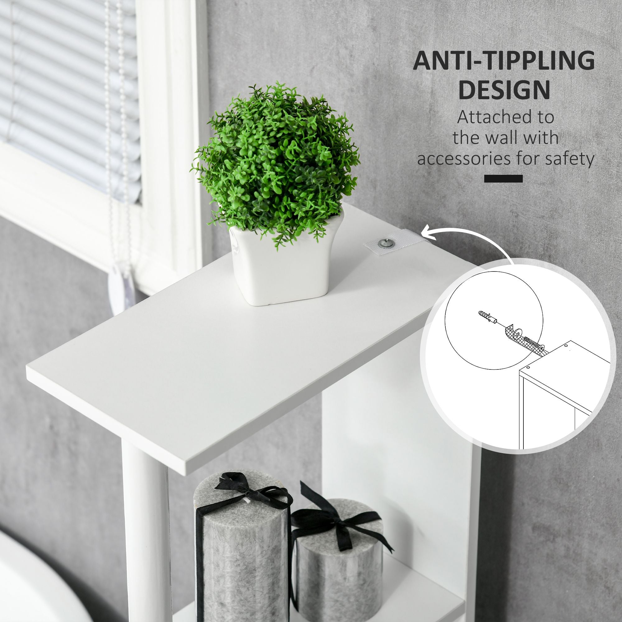 Slim Bathroom Linen Tower with Open and Concealed Storage