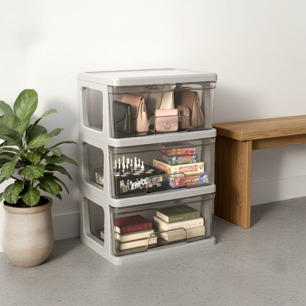Three-Drawer Wide Storage Cart for Versatile Organization