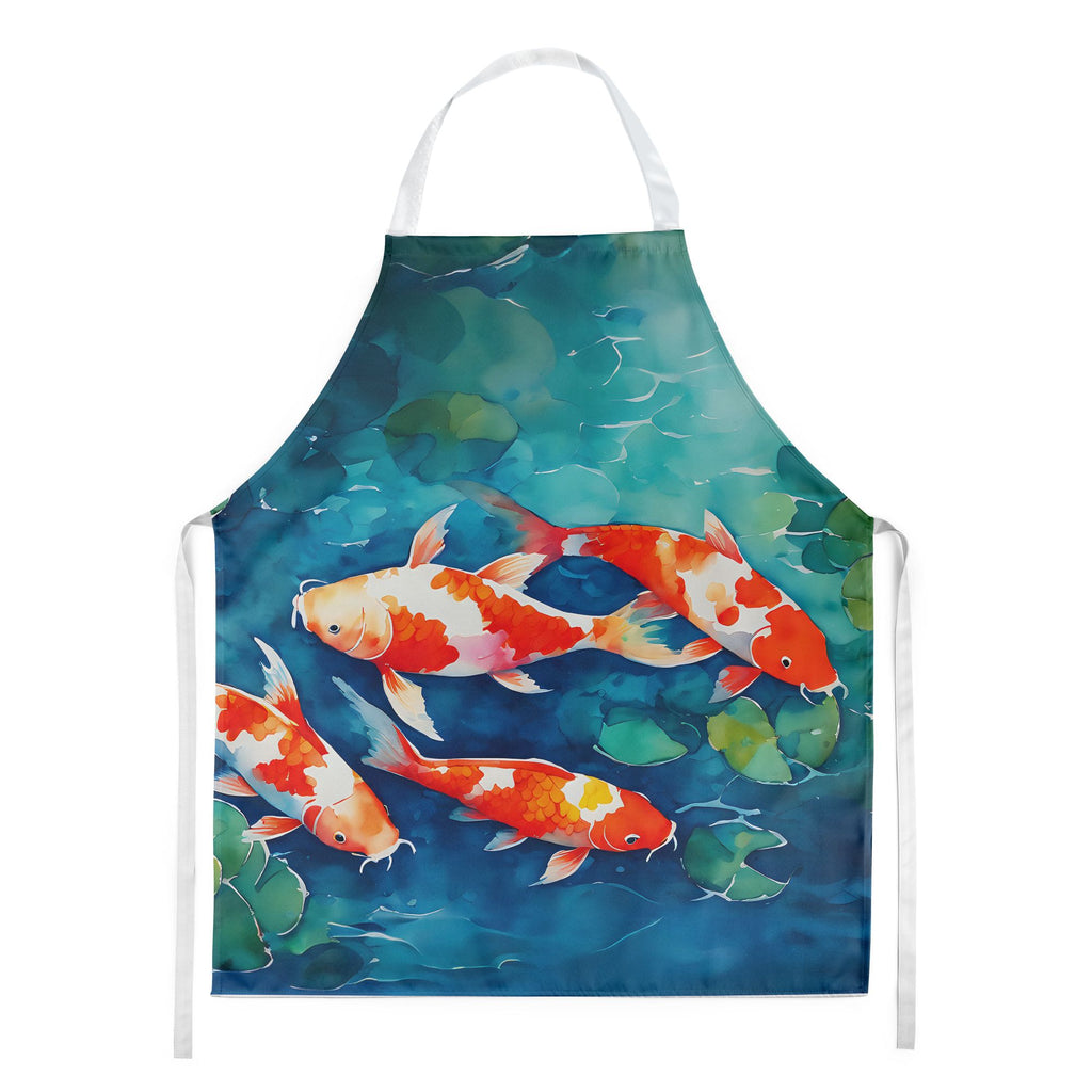 Full-Color Koi Fish Bib Apron for Kitchen and Creative Tasks