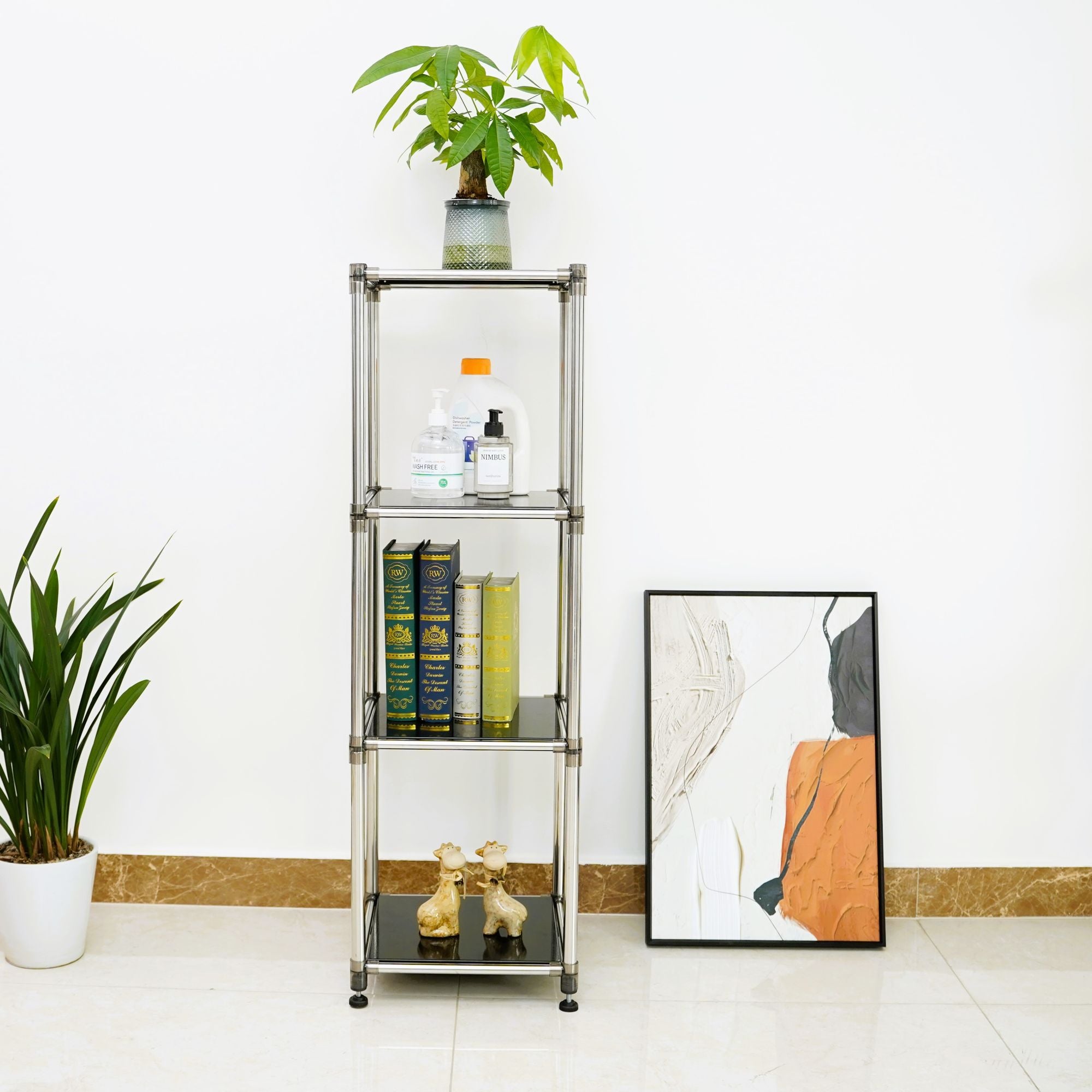 4-Tier Freestanding Storage Shelf Organizer for Indoor & Outdoor Use