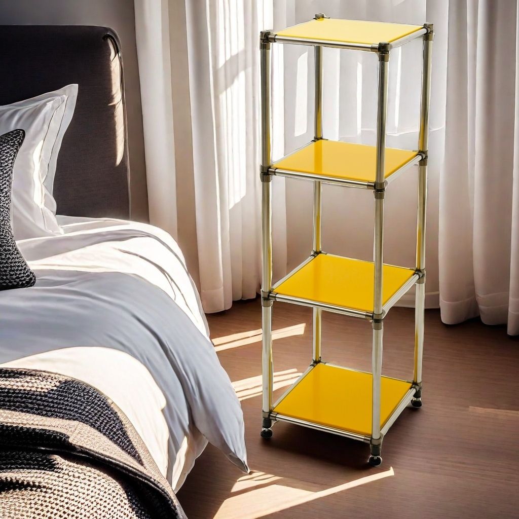 Yellow Four-Tier Freestanding Storage Shelf