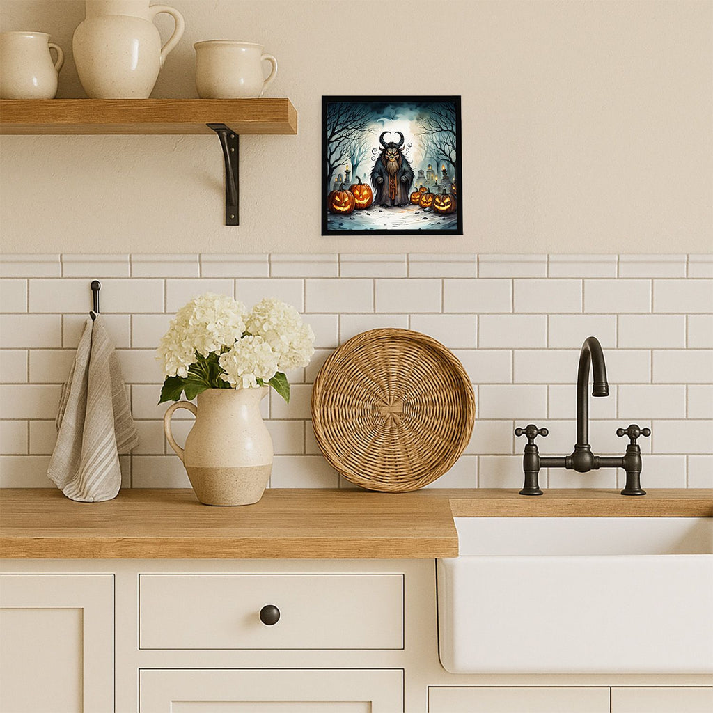 Krampus Spooky Halloween Wall Art – Framed Metal Print