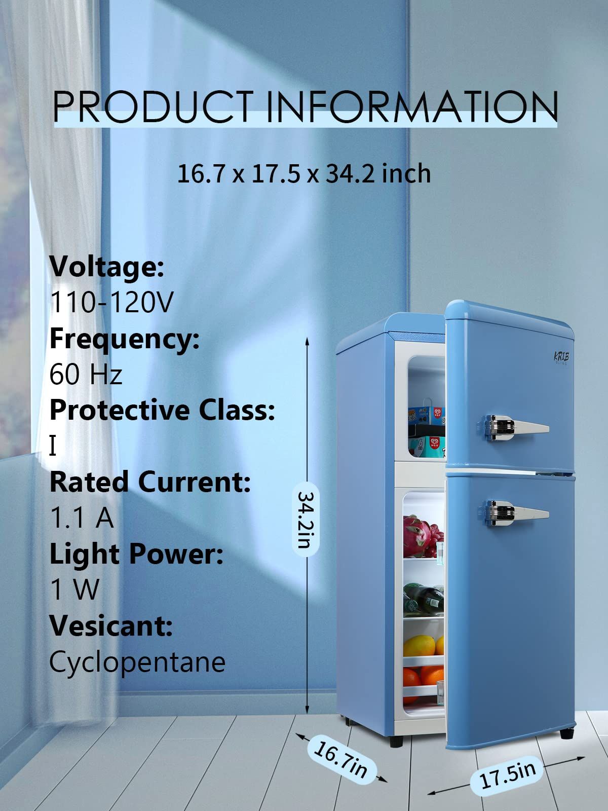 Compact Refrigerator with Freezer for Dorm, Office, Apartment