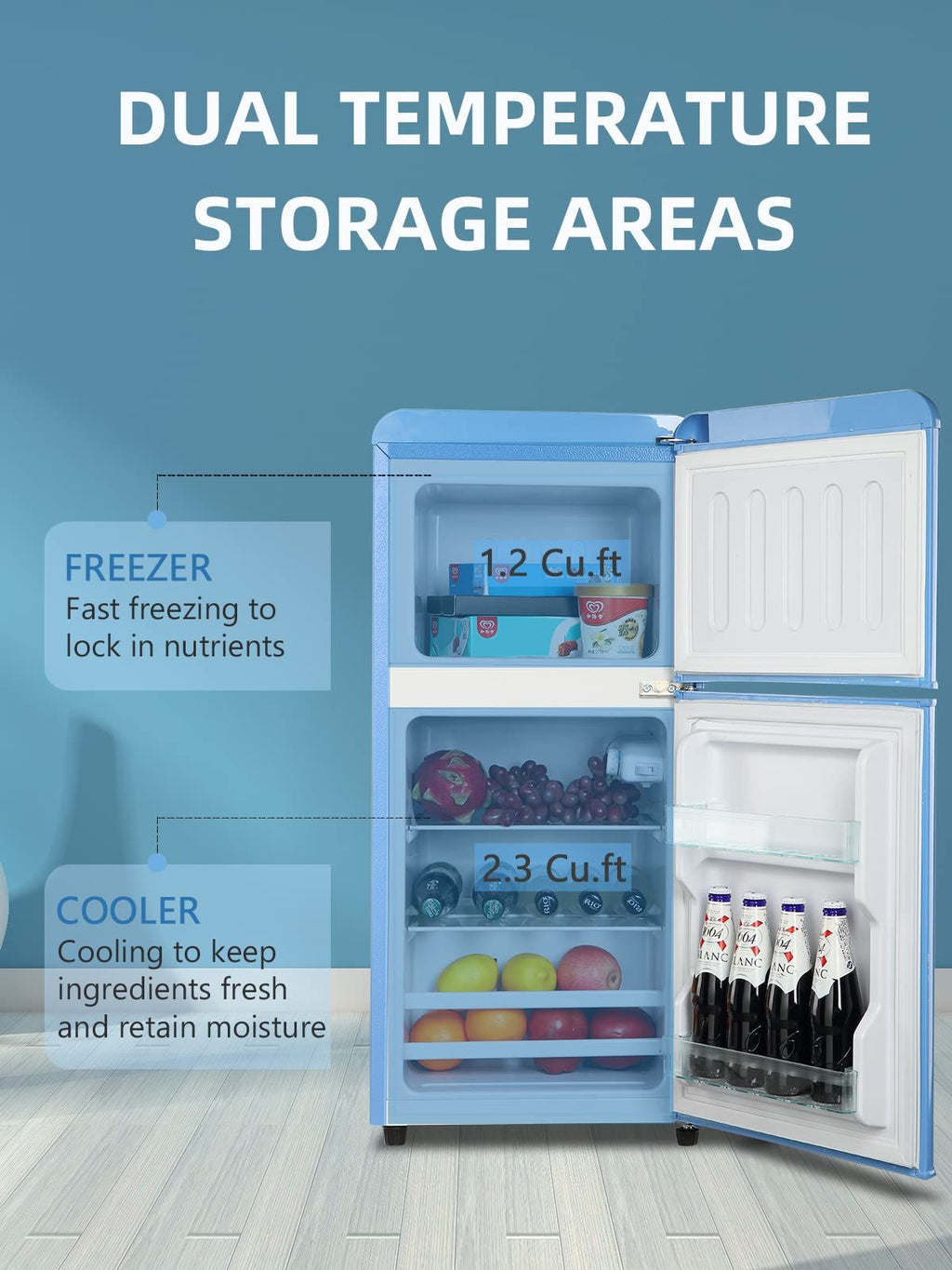 Compact Refrigerator with Freezer for Dorm, Office, Apartment
