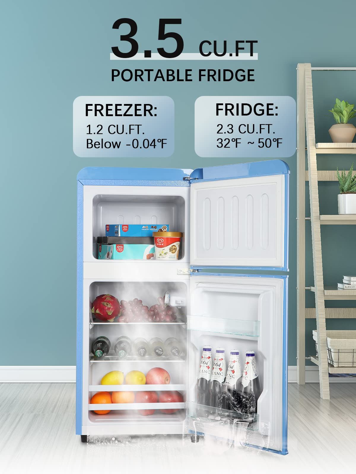 Compact Refrigerator with Freezer for Dorm, Office, Apartment