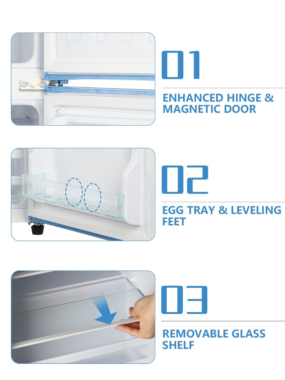 Compact Refrigerator with Freezer for Dorm, Office, Apartment