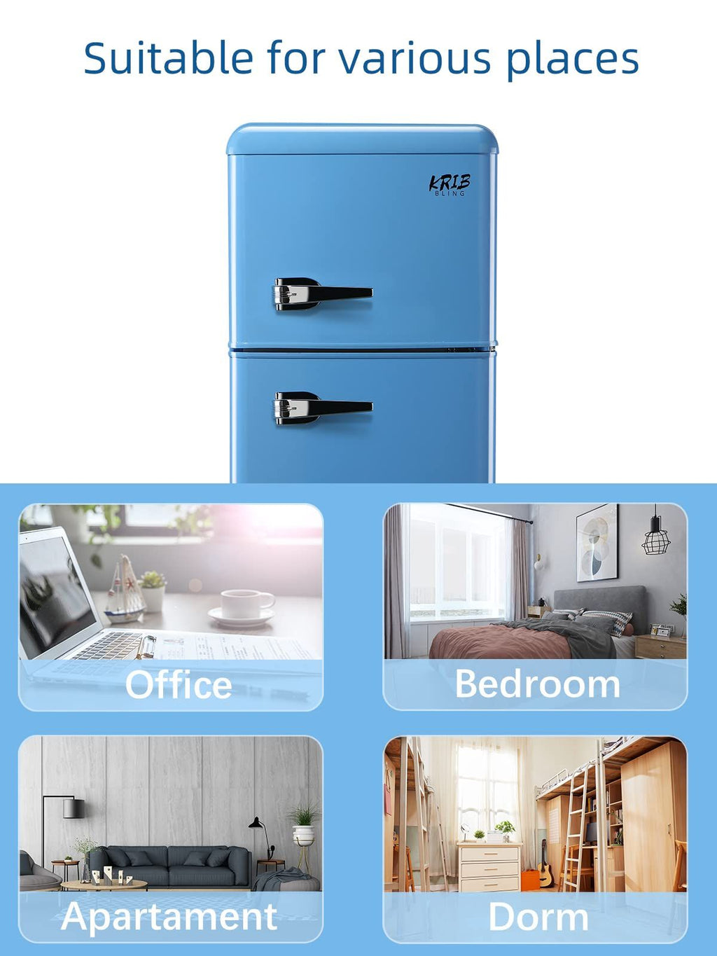 Compact Refrigerator with Freezer for Dorm, Office, Apartment