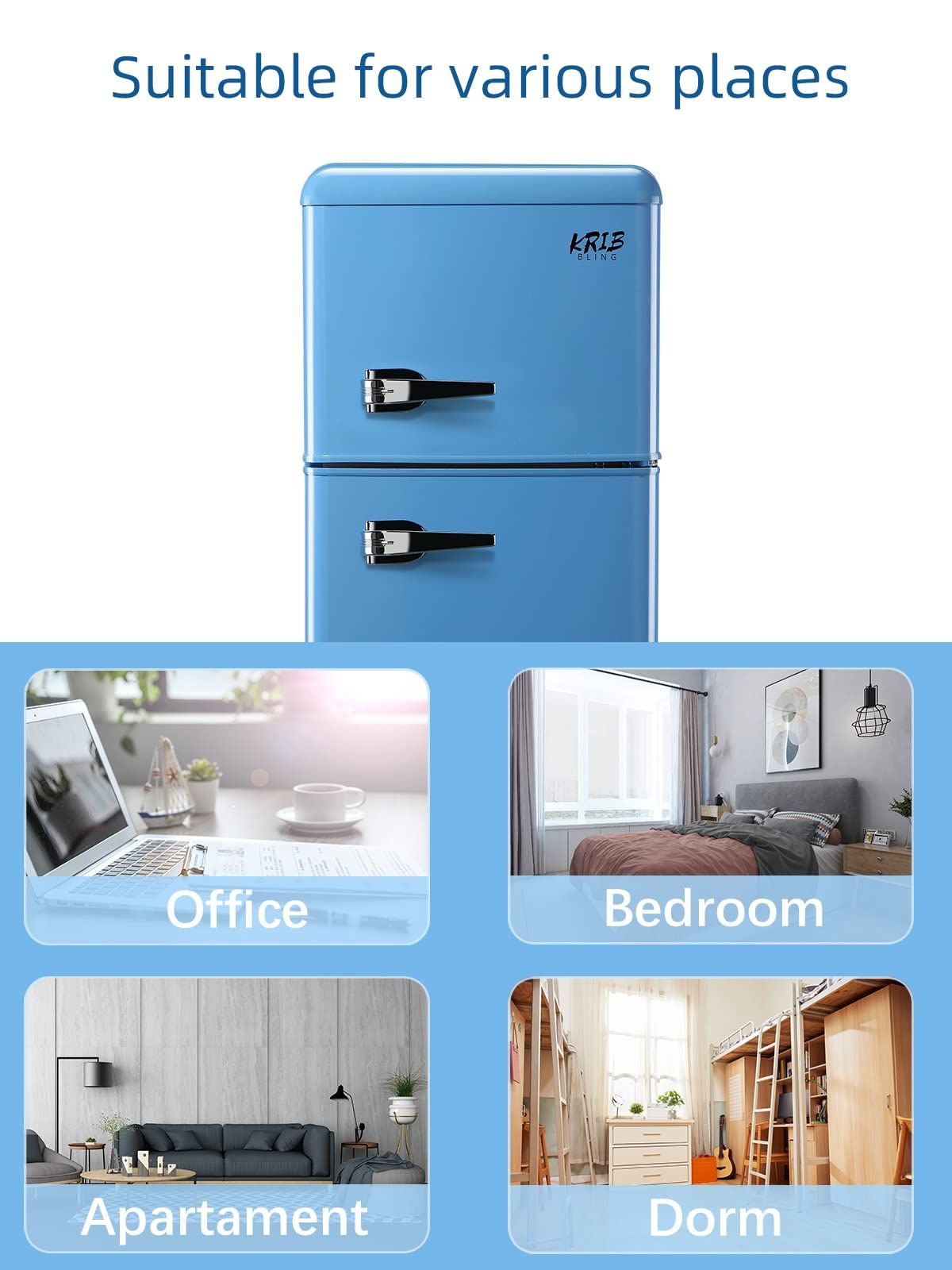 Compact Refrigerator with Freezer for Dorm, Office, Apartment