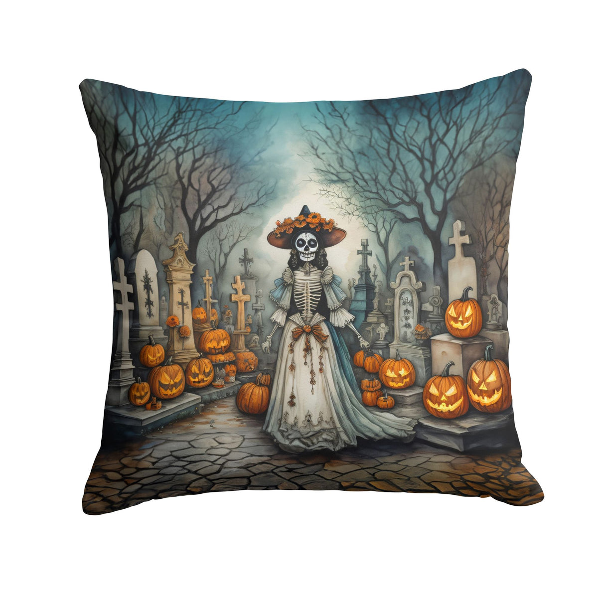 La Catrina Skeleton Halloween Decorative Pillow