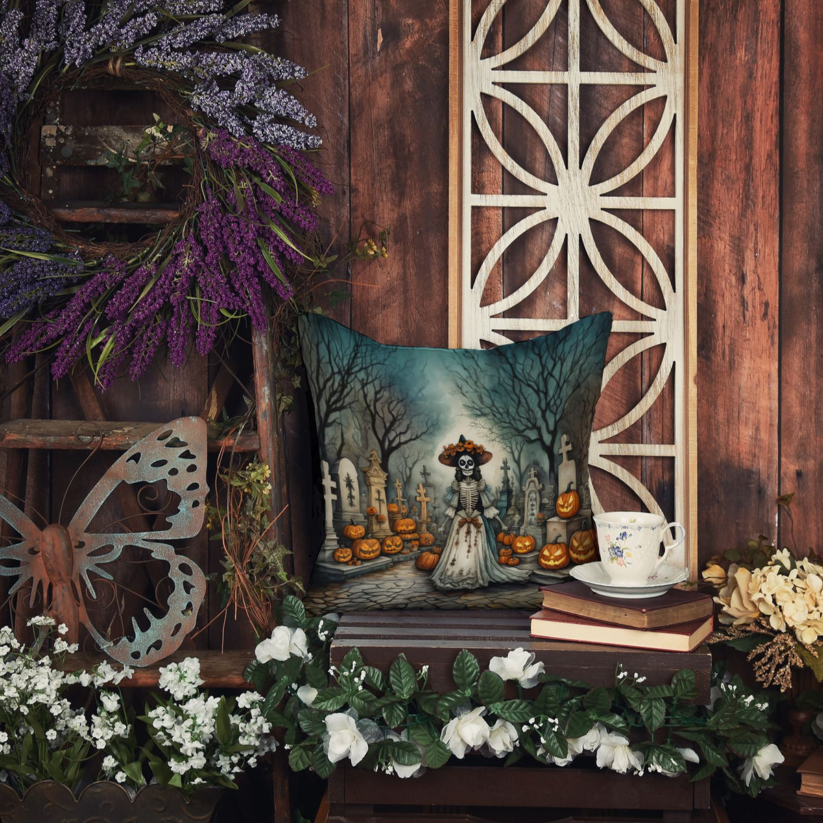 La Catrina Skeleton Halloween Decorative Pillow