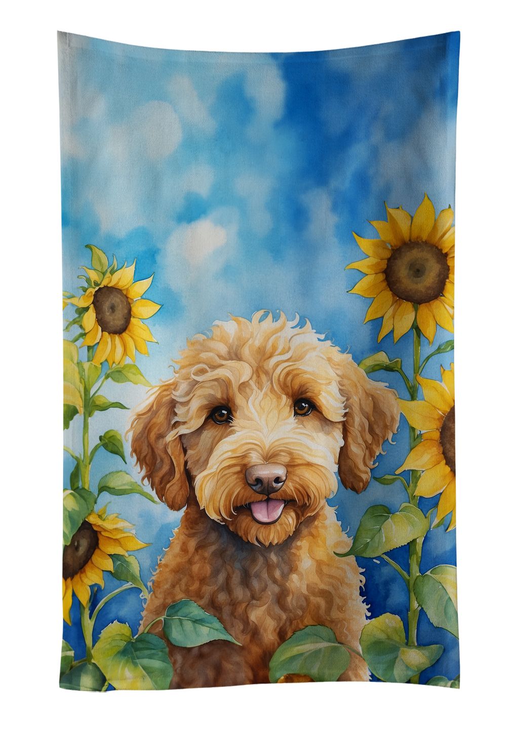 Labradoodle in Sunflowers Kitchen Towel