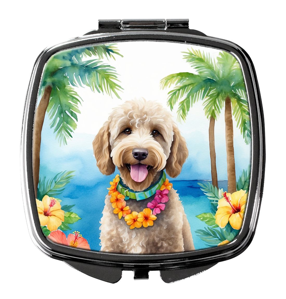 Labradoodle Luau Folding Compact Mirror