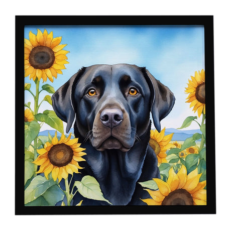 Labrador Retriever in Sunflowers Framed Metal Print – Ready-to-Hang Wall Art