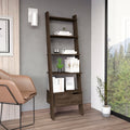 Kobe Ladder Bookcase with Five Open Shelves and Drawer