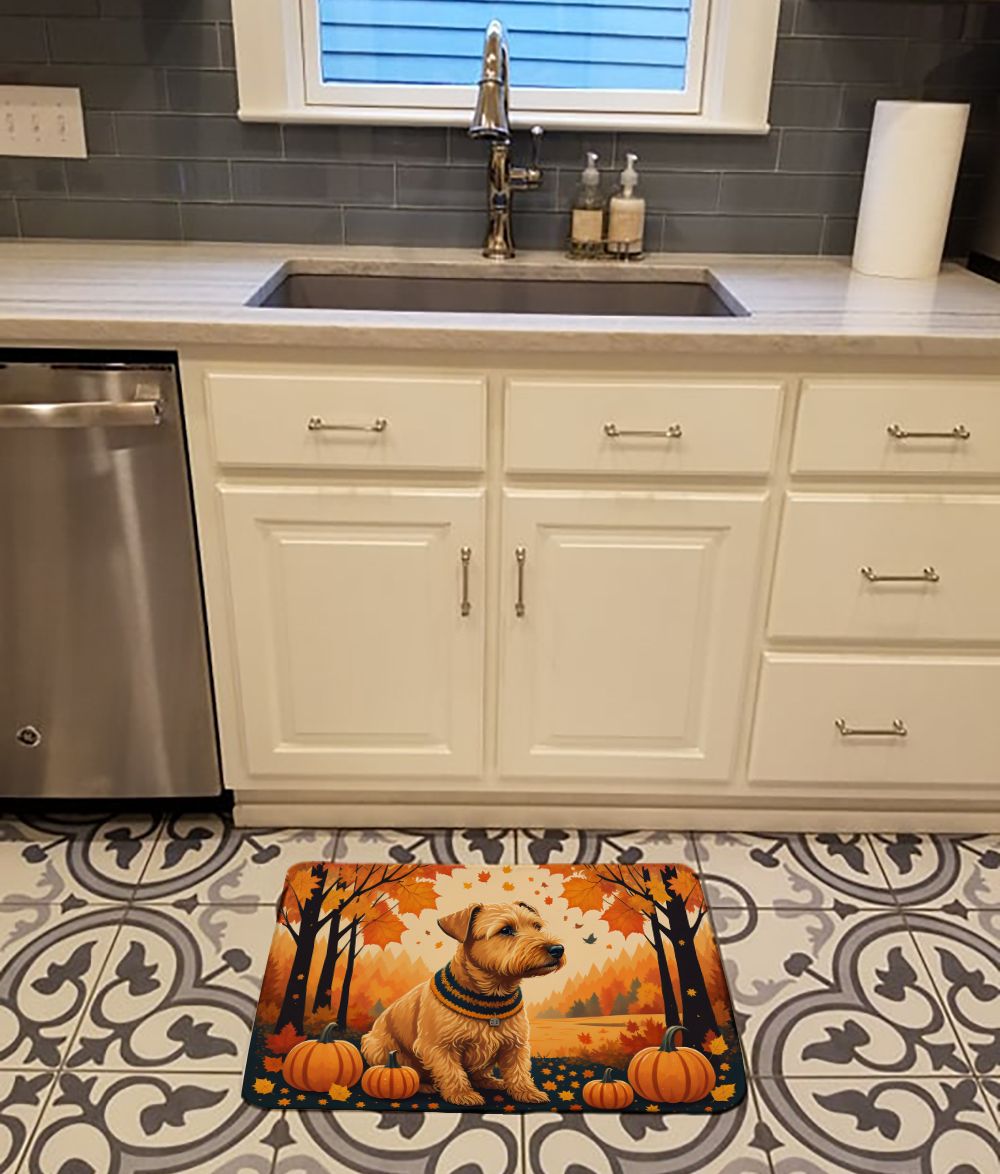 Lakeland Terrier Fall Cushioned Kitchen and Bath Mat