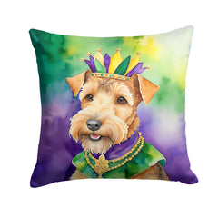 Vibrant Lakeland Terrier King of Mardi Gras Decorative Throw Pillow
