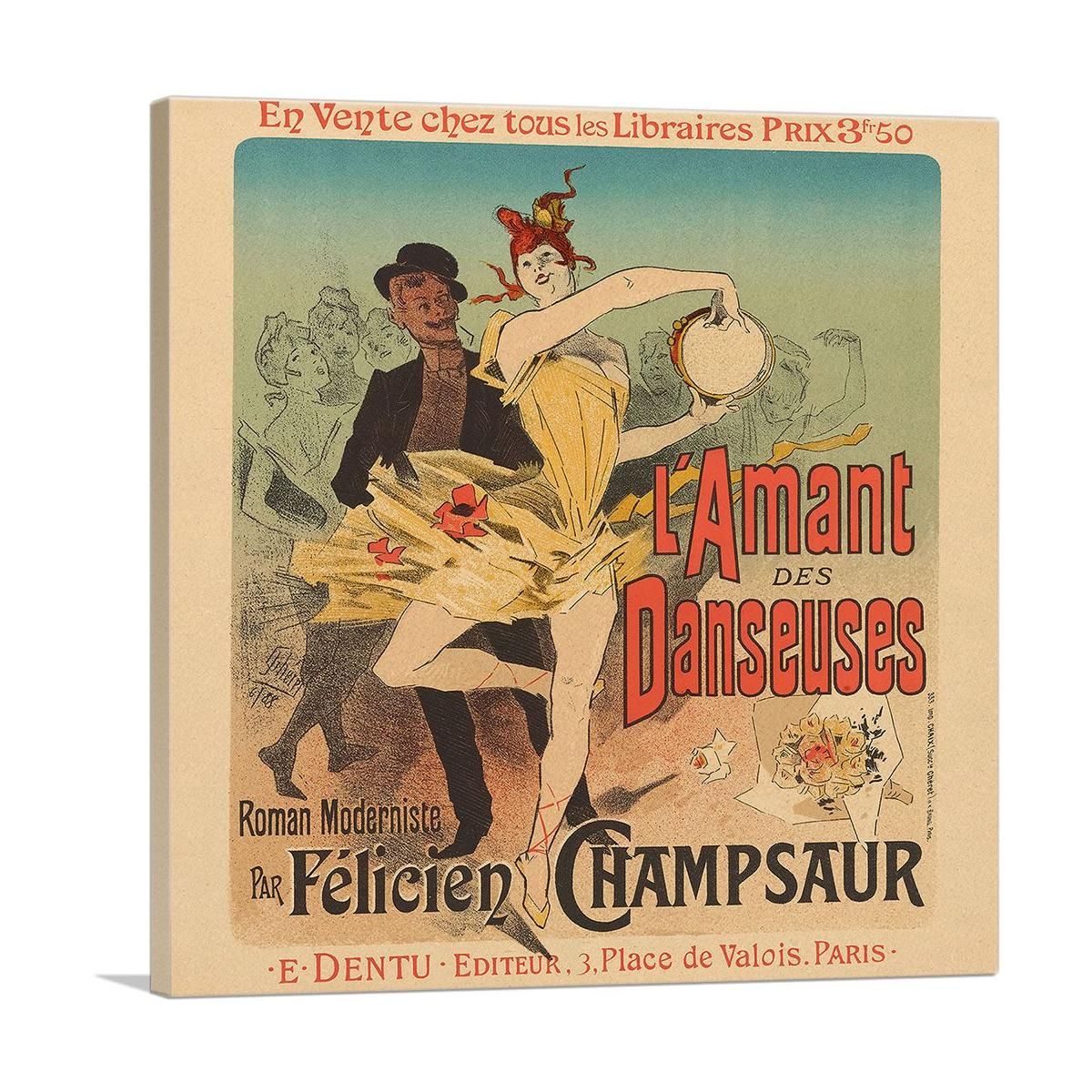 L'Amant Des Danseuses 1896 Wall Art with Expressive Detail - 30" x 30" / 70cm x 70cm (approx) / Standard Framed Canvas Print