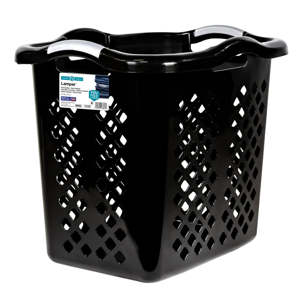 Lamper 2 Bushel Laundry Basket, Black/Silver - 4 Pack