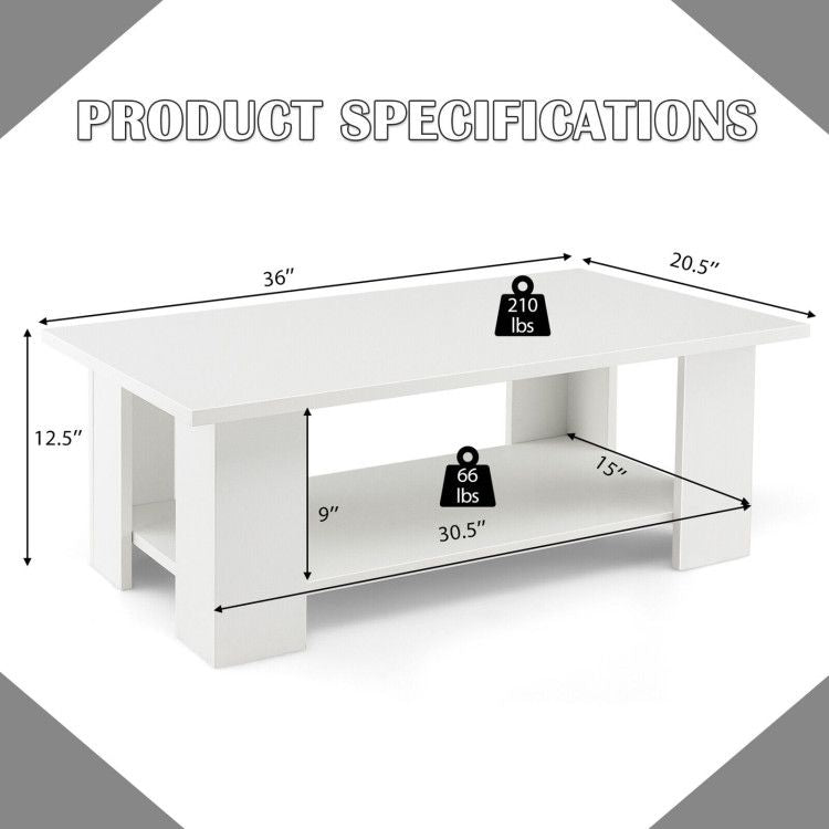 Modern Two-Tier Coffee Table With Open Storage