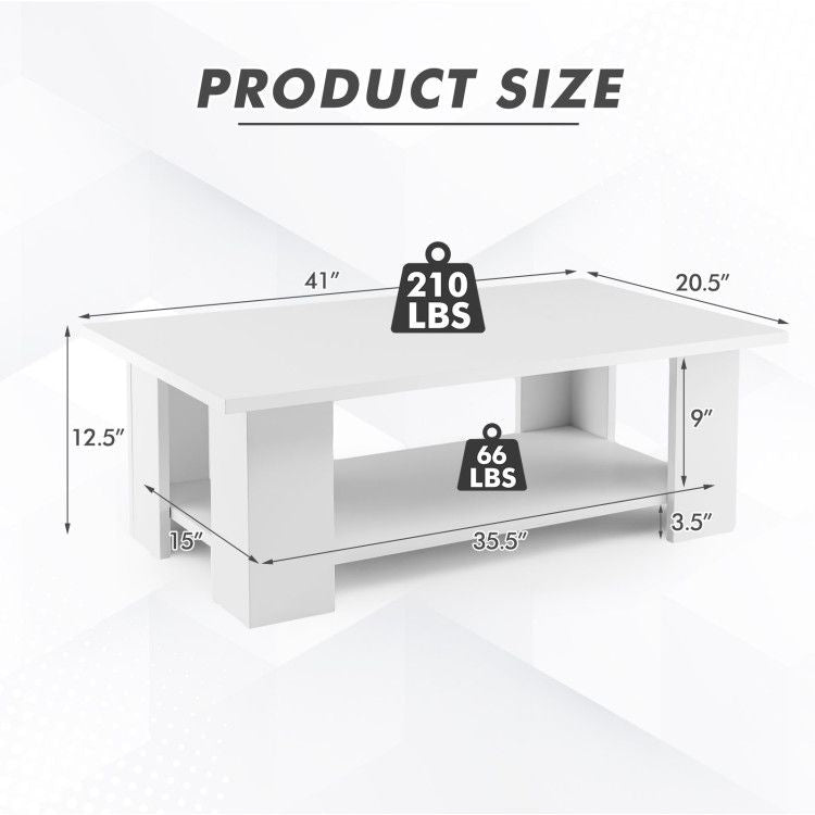 41- Modern Coffee Table with Spacious Storage Shelf