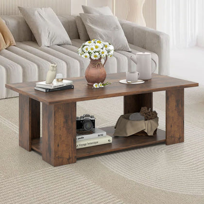 41- Modern Coffee Table with Spacious Storage Shelf
