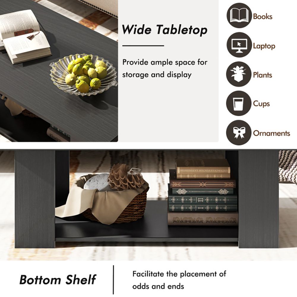 41- Modern Coffee Table with Spacious Storage Shelf